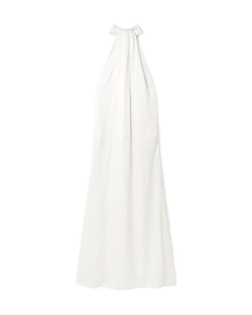 halter milkmaid dress Serenity DENIZ BUTTER-CREAM HALTER-NECK SILK-SATIN MIDAXI DRESS main image 0