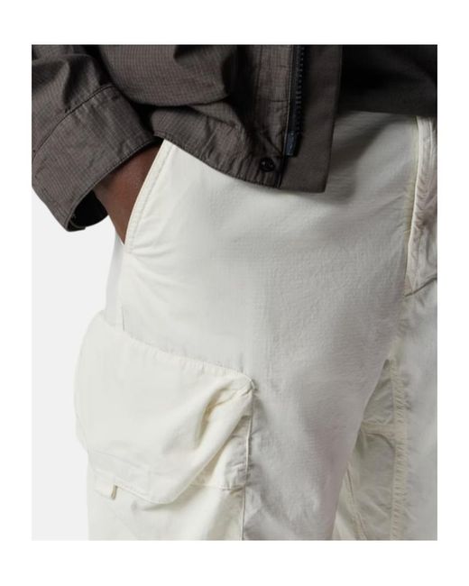 Stone Island White Loose-Fit Cargo Trousers With Adjustable Waistband for men