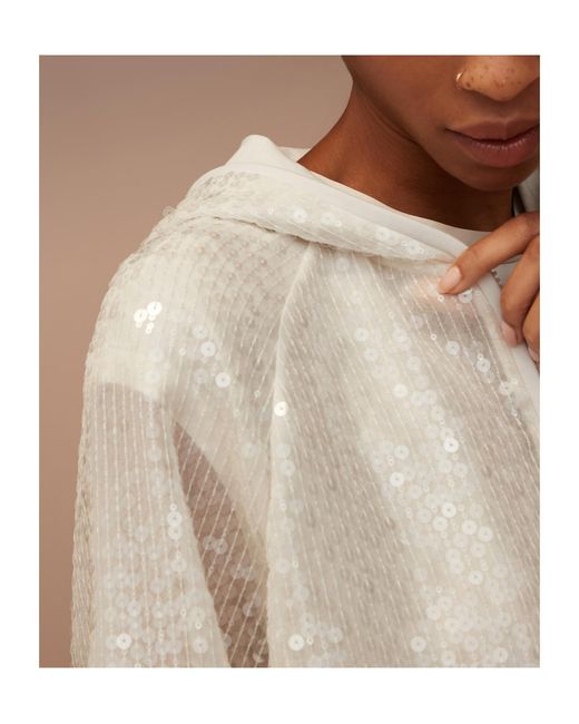Brunello Cucinelli Natural Dazzling Embroidery Hooded Sweater