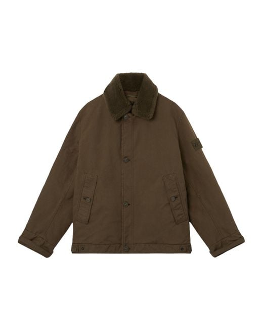 Stone Island Brown Padded Coach Jacket With Detachable Collar And Anti-Drop for men