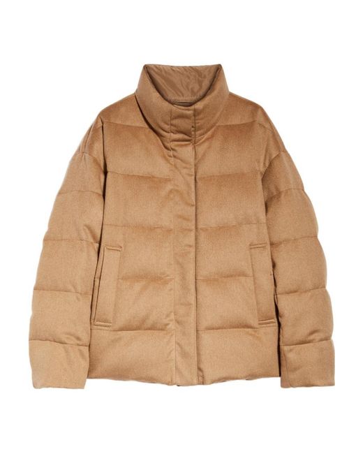 Max Mara Brown The Cube High Neck Long-Sleeved Coat