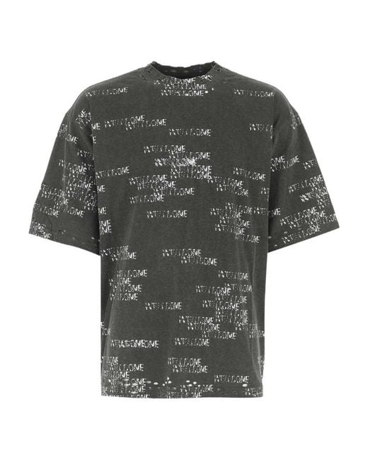 we11done Gray Round-Necked T-Shirt for men