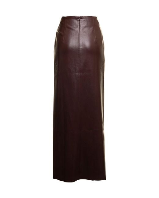 Nanushka Brown Twist-Front Faux-Leather Wrap Skirt