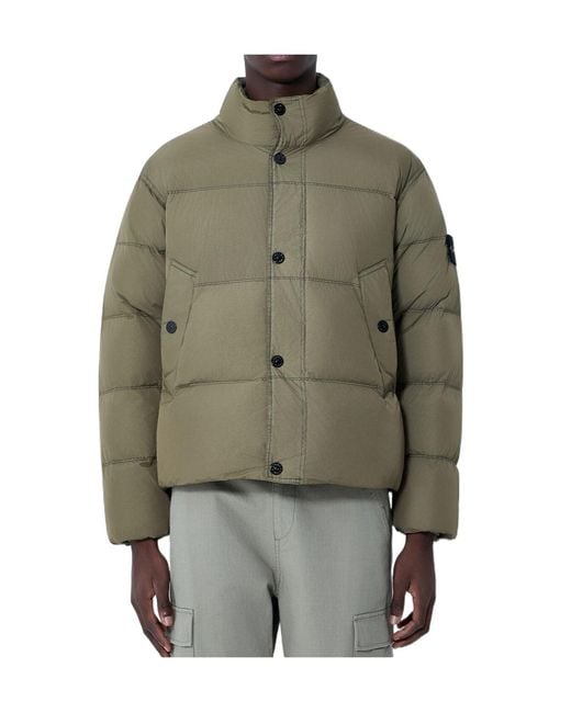 Stone Island Gray Stand Collar Down Jacket for men