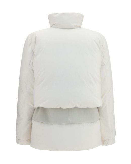 Sacai White High Neck Puffer Jacket