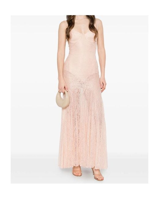 Elisabetta Franchi Pink Lace Maxi Dress