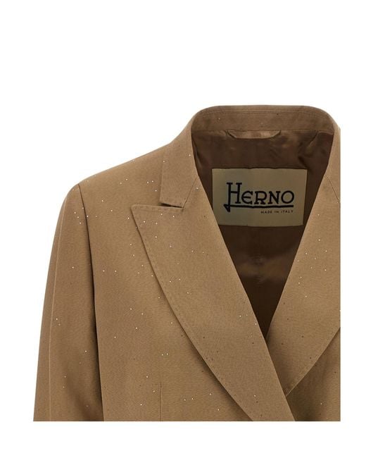 Herno Green Micro Sequin Double-Breasted Blazer