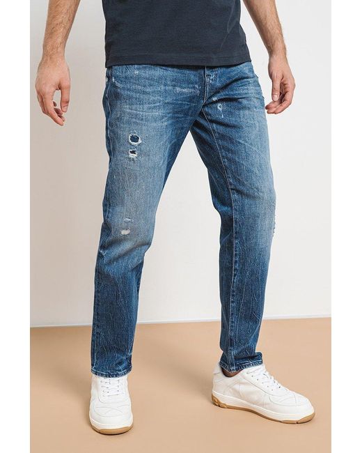 Boss Blue Boss Distressed Straight-Leg Jeans for men