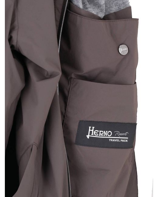 Herno Gray Zip-Up Hooded Casual Jacket for men