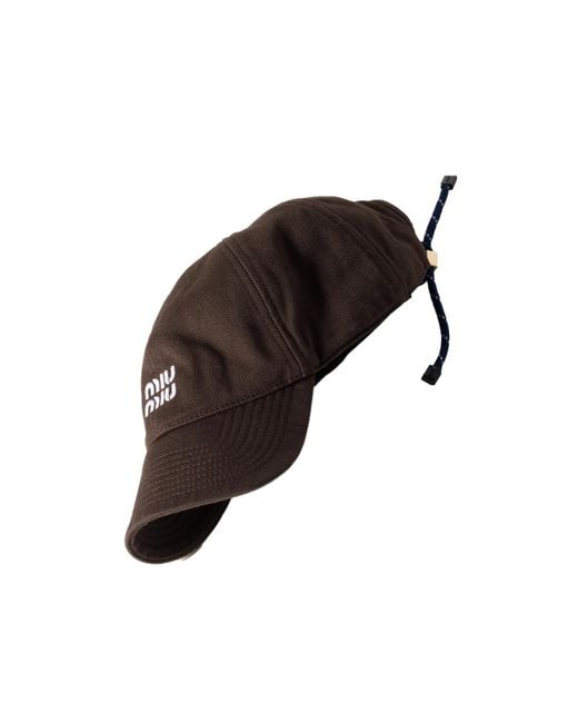 Miu Miu Brown Logo Embroidered Baseball Cap