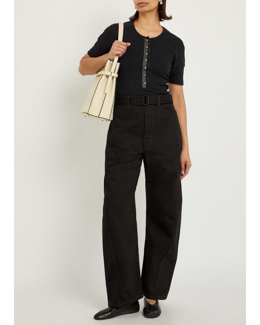 Lemaire Black Ribbed Cotton-Blend Top