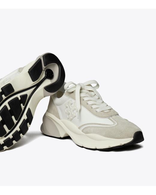 Tory Burch Natural Good Luck Lace-Up Trainers