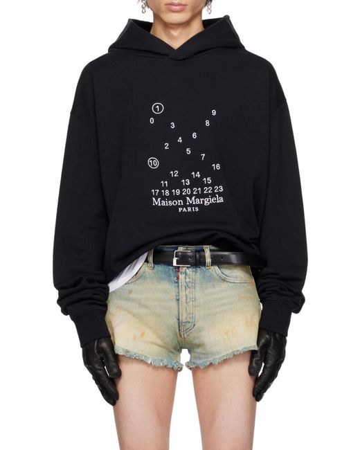 MM6 by Maison Margiela Blue Maison Margiela Logo-Printed Long-Sleeved Hoodie for men