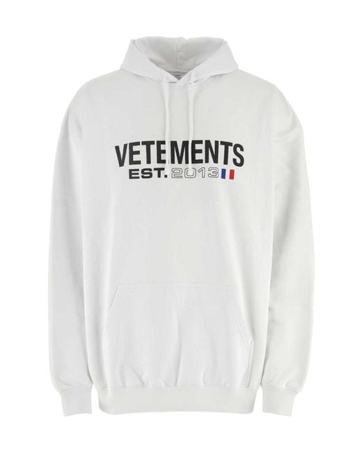 Vetements White Logo-Print Hoodie for men