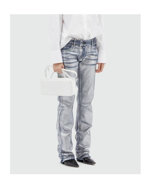 MSGM Blue Metallic-Finish Straight Jeans