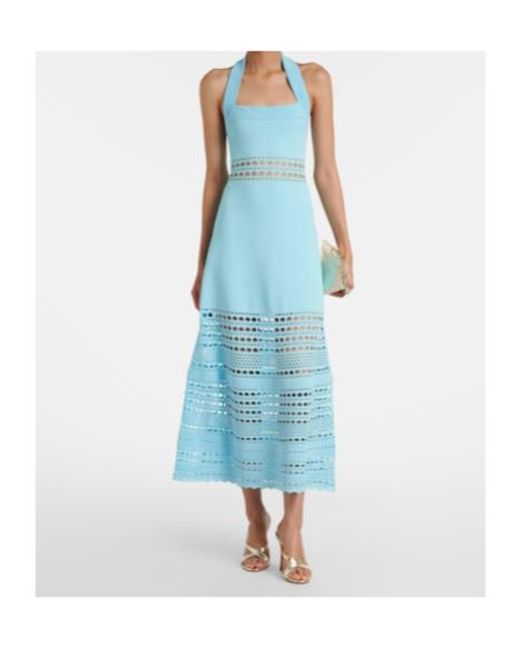 Jonathan Simkhai Blue Blayne Open-Knit Midi Dress