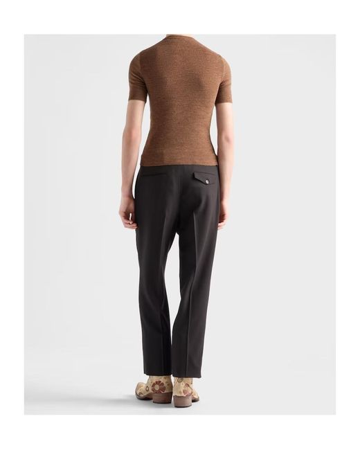 Prada Brown Short-Sleeved Crewneck Jumper for men