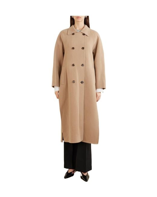 Theory Natural Double-Breasted Wool And Cashmere-Blend Coat