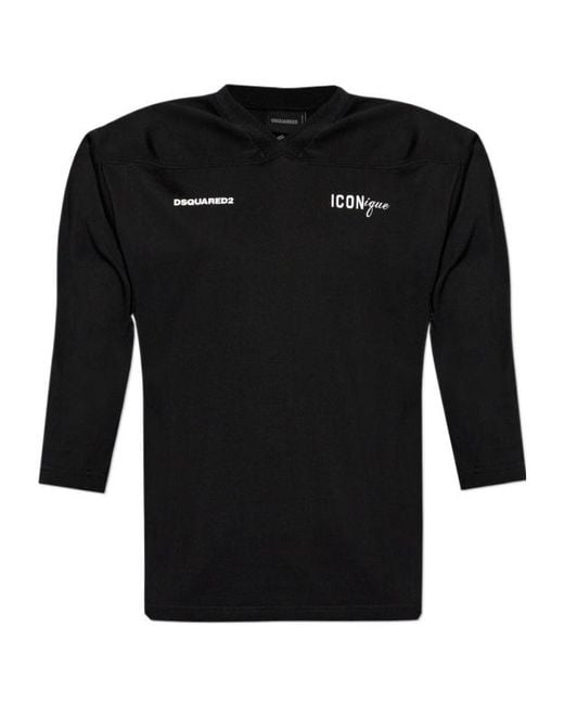DSquared² Black Iconique Shoulder-Pad T-Shirt for men