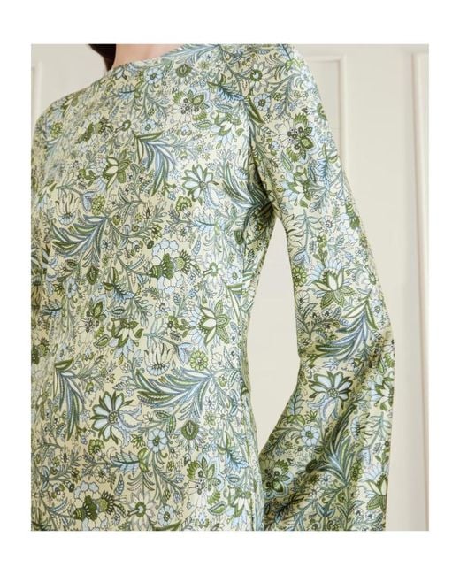 Veronica Beard Green Gemma Printed Silk-Blend Satin Maxi Dress