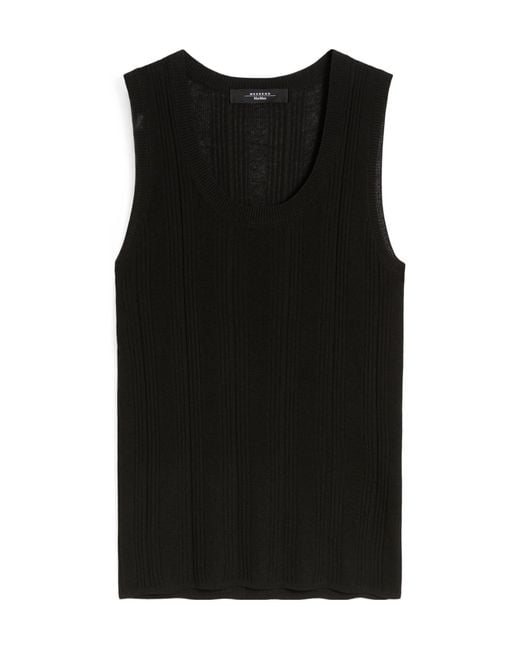Weekend by Maxmara Black Ribbed Knitted Top