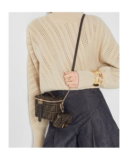 Fendi White Ff Jacquard Mini Crossbody Bag