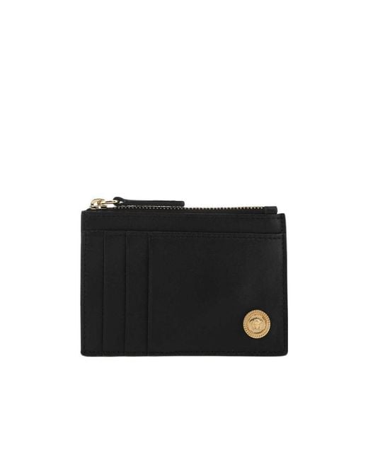 Versace Black Medusa Plaque Zipped Wallet for men