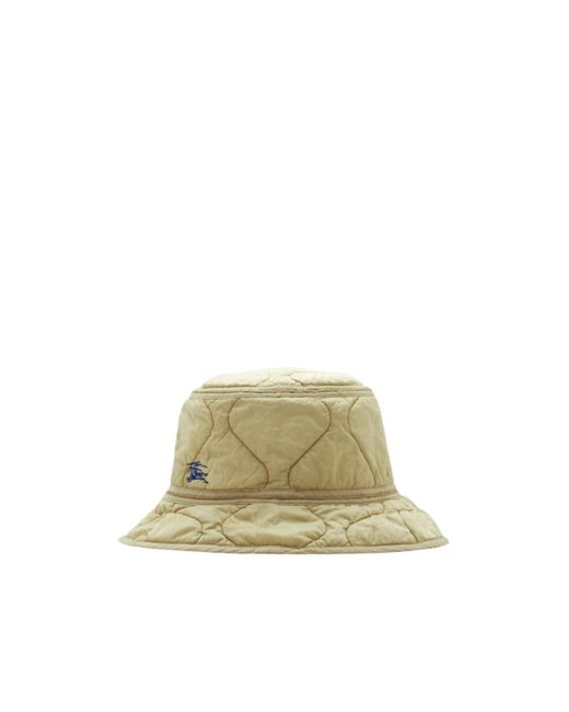 Burberry Green Logo Embroidered Crinkled Quilted Bucket Hat for men