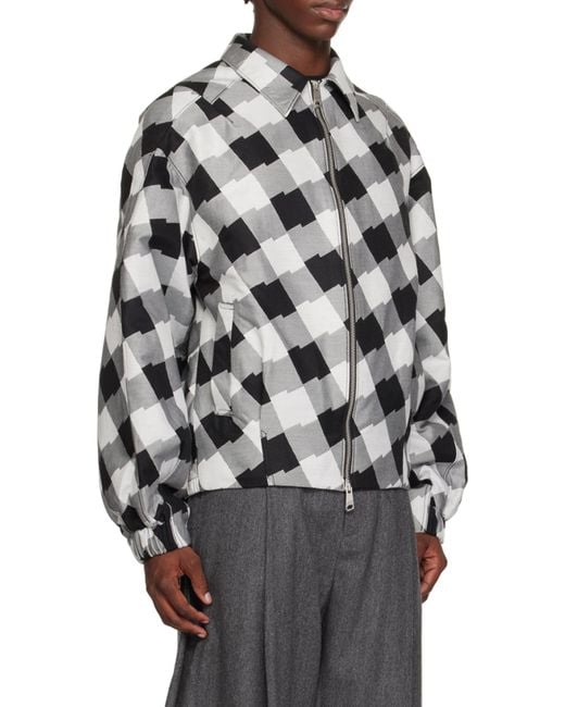 Adererror Gray Check Zipper Casual Jacket for men