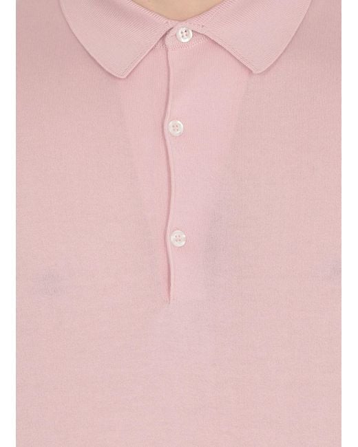John Smedley Pink Short-Sleeved Polo Shirt for men