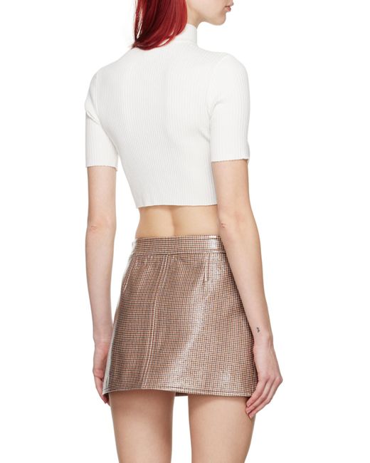 Courreges White Courrèges Mockneck Rib Knit Cropped Top
