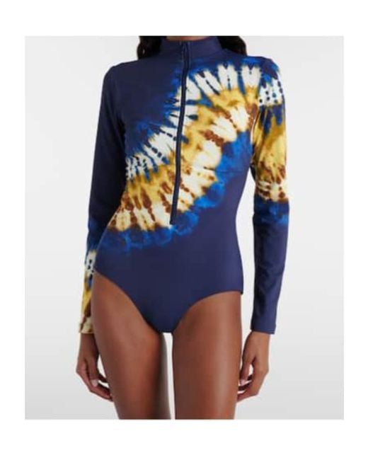 ALÉMAIS Blue Martine Draped Printed Swimsuit