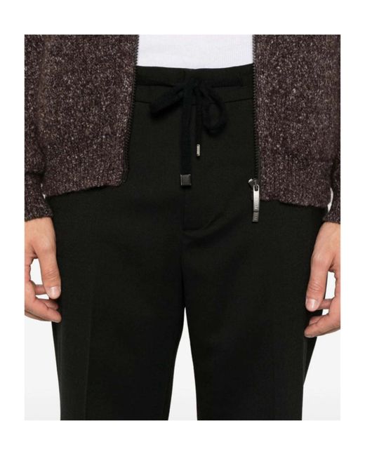 Peserico Black Drawstring-Waist Trousers for men