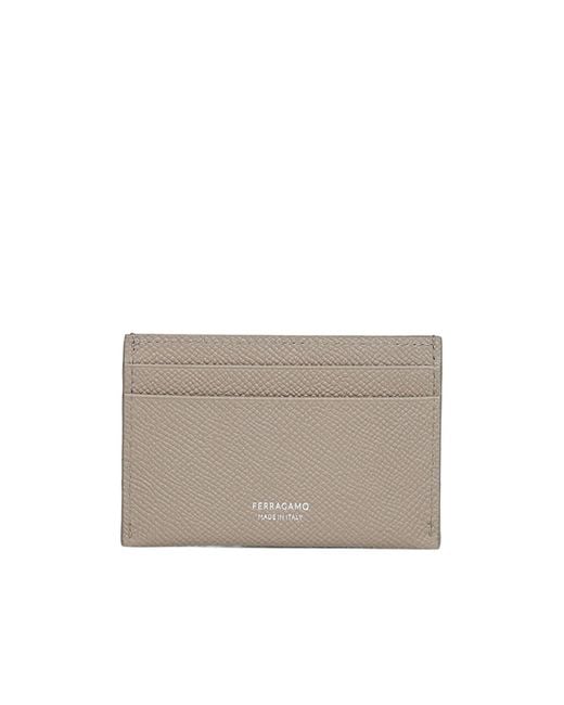 Ferragamo Gray Gancini Leather Card Holder