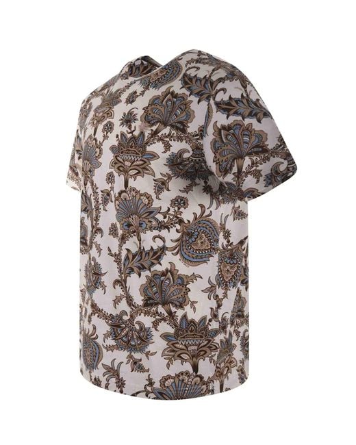 Etro Gray Floral Printed Crewneck T-Shirt for men