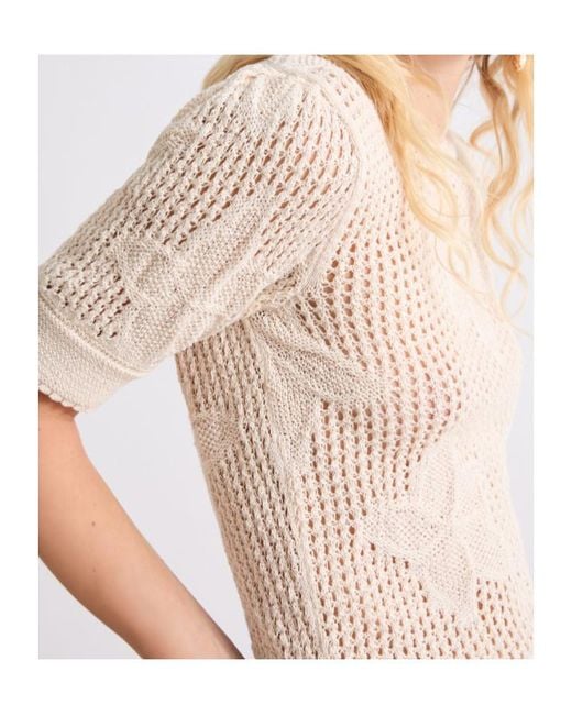 Marella White Mesh-Knit Crew-Neck Sweater