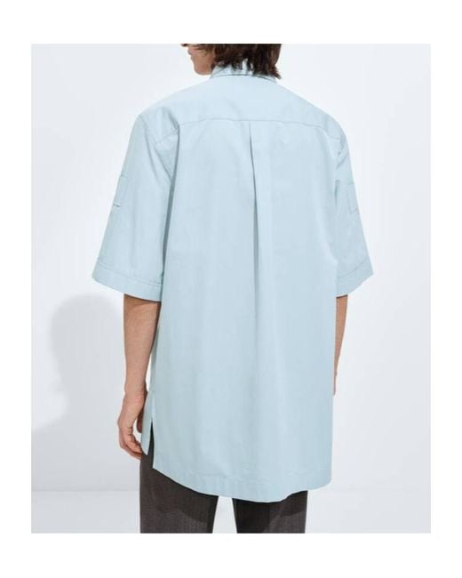 Bottega Veneta Blue Cotton Poplin Shirt for men