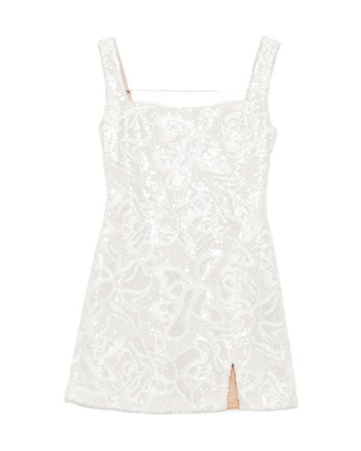 Self-Portrait White Sequin Lace Mini Dress