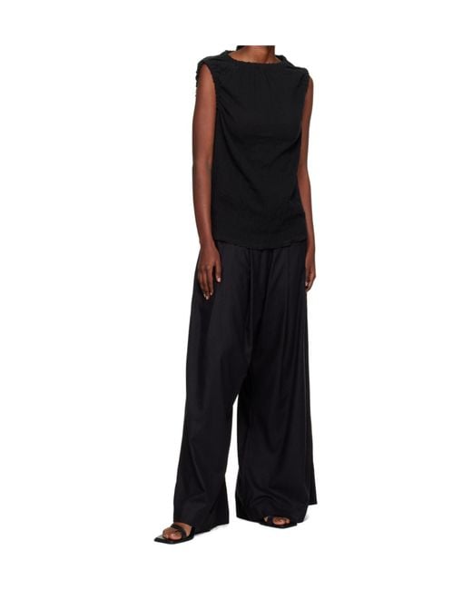 Baserange Black Pleated Detail Top