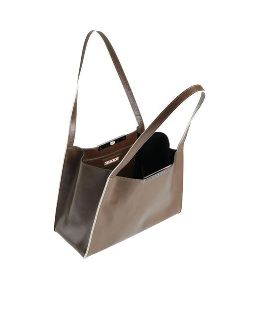 Marni Brown Large Leather Tote Bag