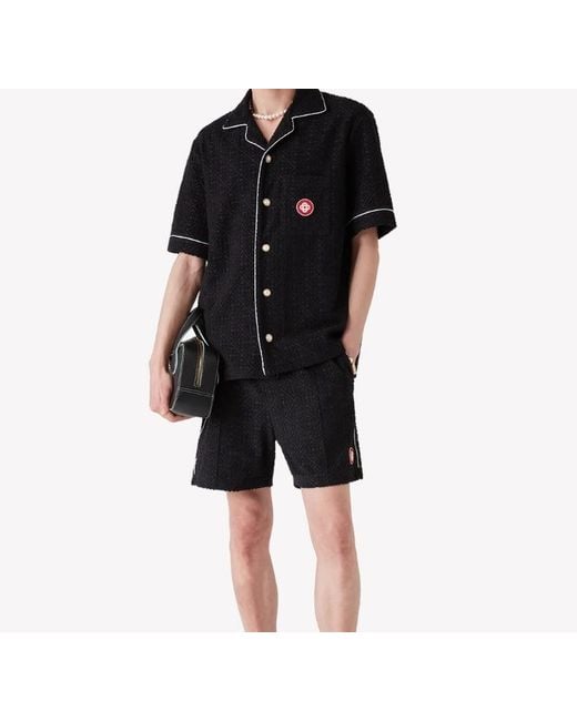 Casablanca Black Monogram Jacquard Drawstring Shorts for men