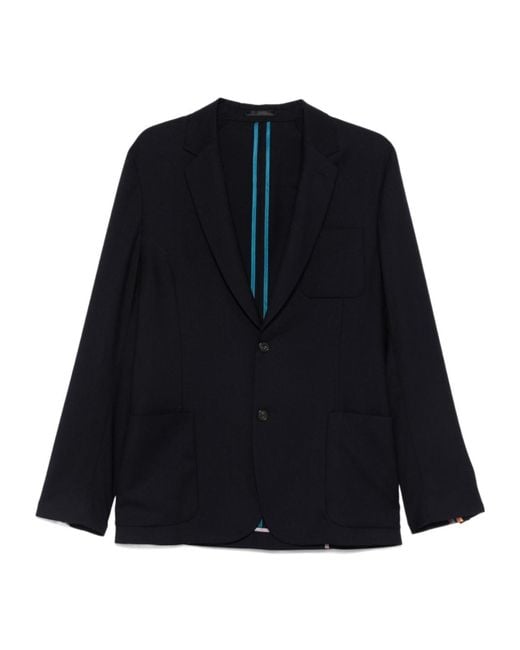 Paul Smith Blue Curved Hem Button-Up Blazer for men