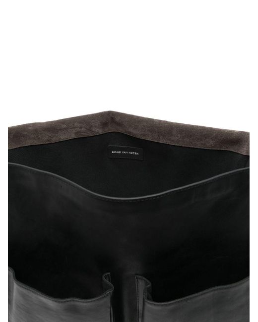 Dries Van Noten Black Lettering Detail Shoulder Bag for men