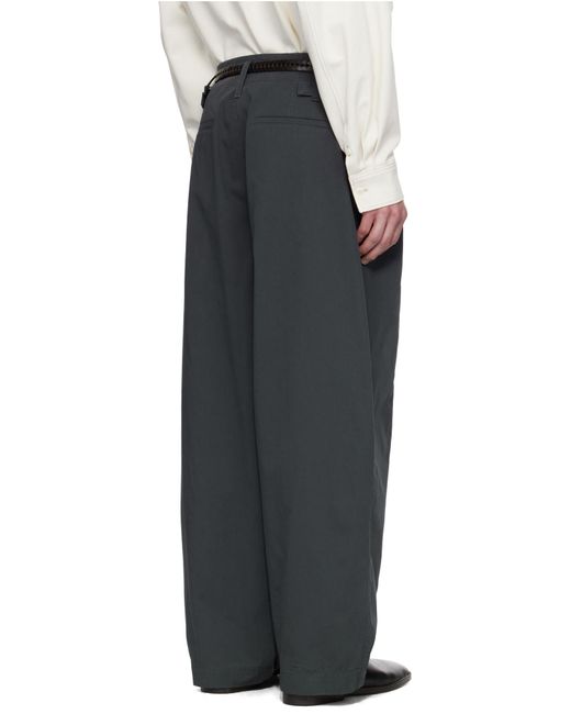 Lemaire Blue Pleated Wide Leg Chino Pants for men