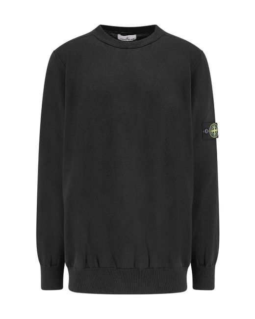 Stone Island Black Compass Patch Crewneck Jumper for men
