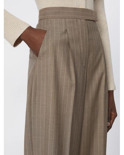 Max Mara Natural Mxmmanetta Ankle Cuff Pinstripe Pants
