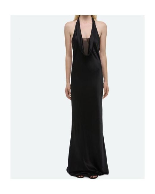 Helmut Lang Black Silk Bias-Cut Cowl Neck Maxi Dress