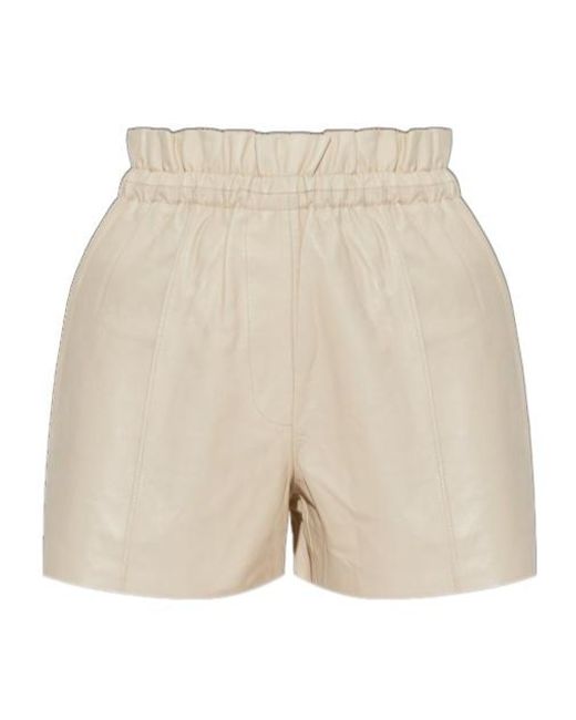 AllSaints Natural Fran High-Rise Leather Shorts