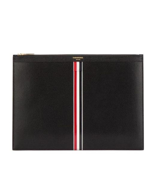 Thom Browne Black Striped Medium Document Holder for men