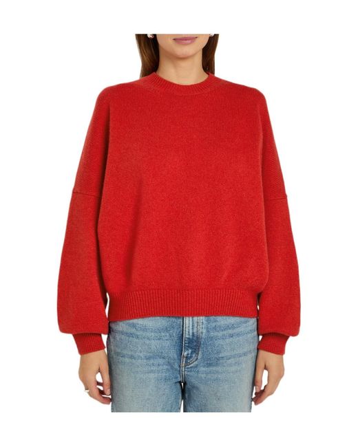 Khaite Red Loose Cashmere Knitted Sweater